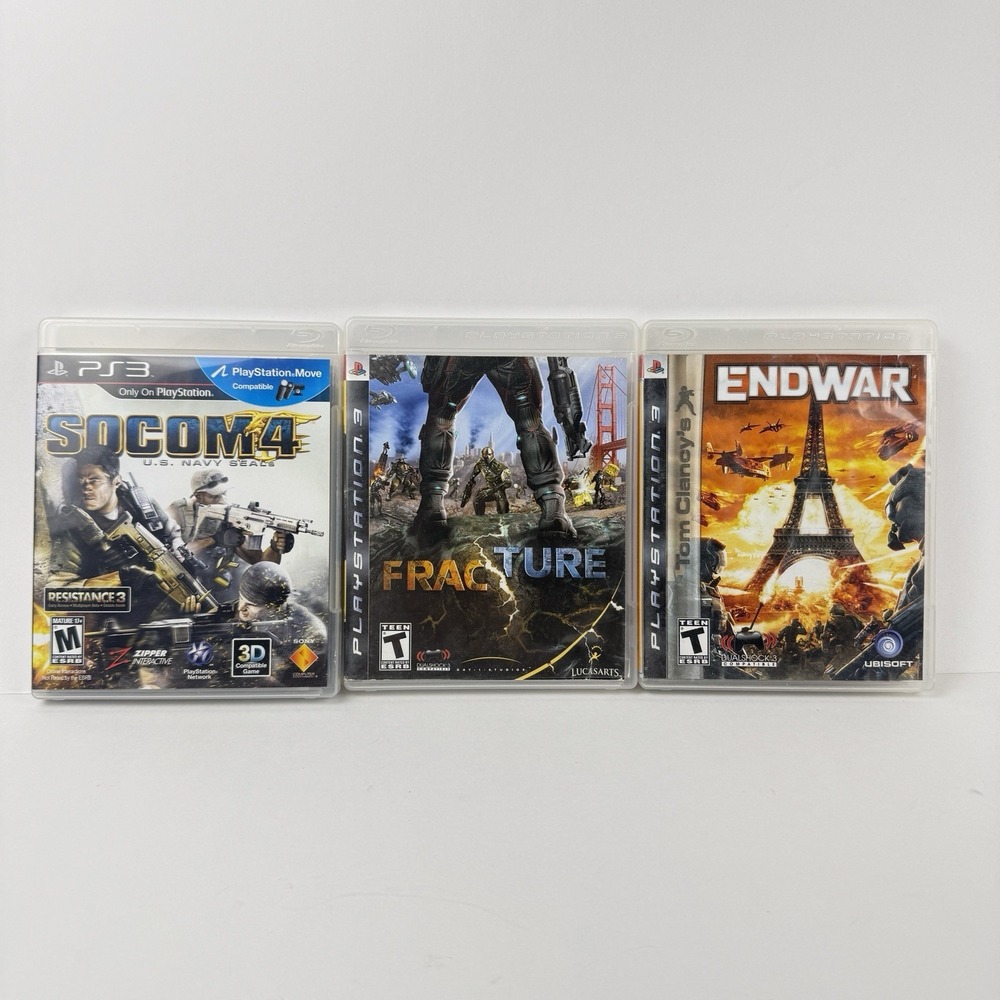 PS3 Game Lot (Sony Playstation 3) Bundle Socom 4 Fracture Tom Clancy's End War
